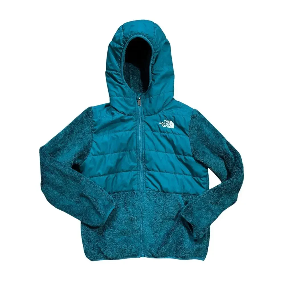 The North Face Girl's Mashup Hybrid Fleece Puffer Hooded Jacket Teal Size M/10